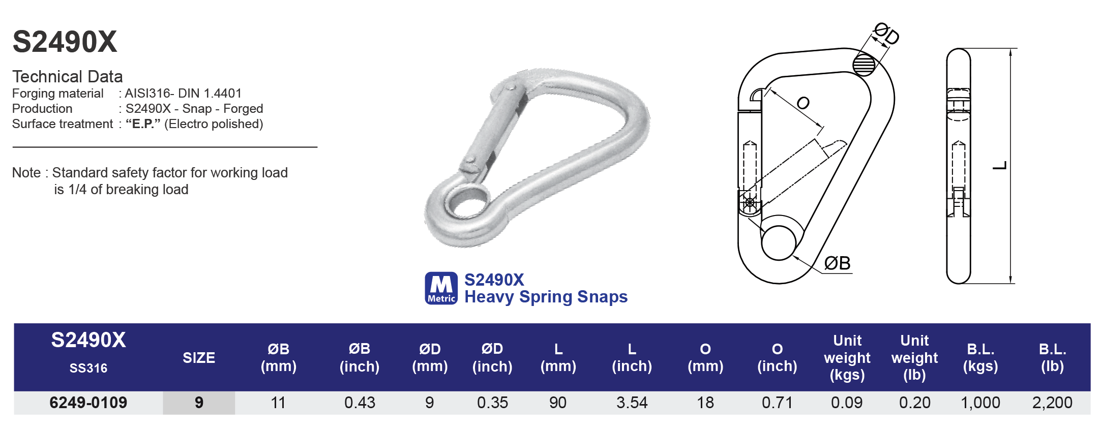 S2490X Heavy Spring Snaps