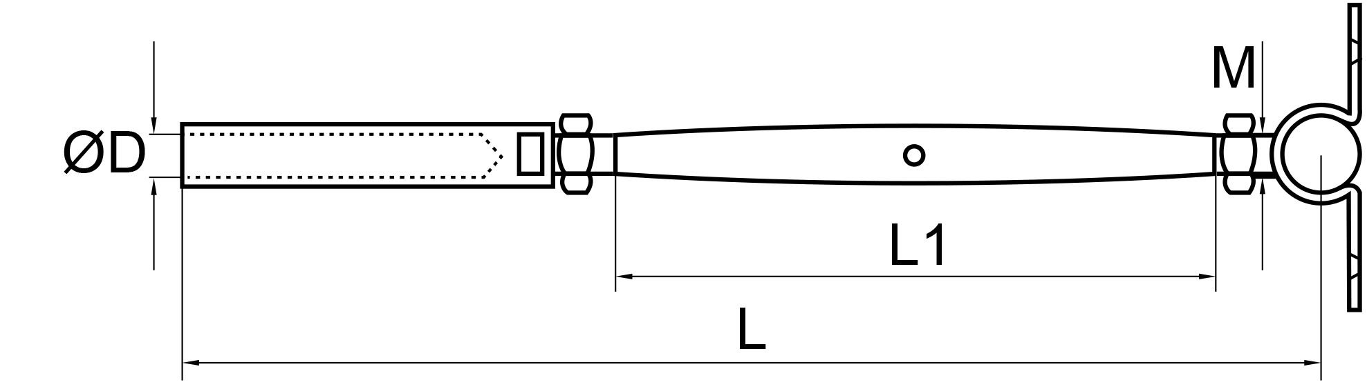 S3121D/HS2 Deck toggle hand swage turnbuckle