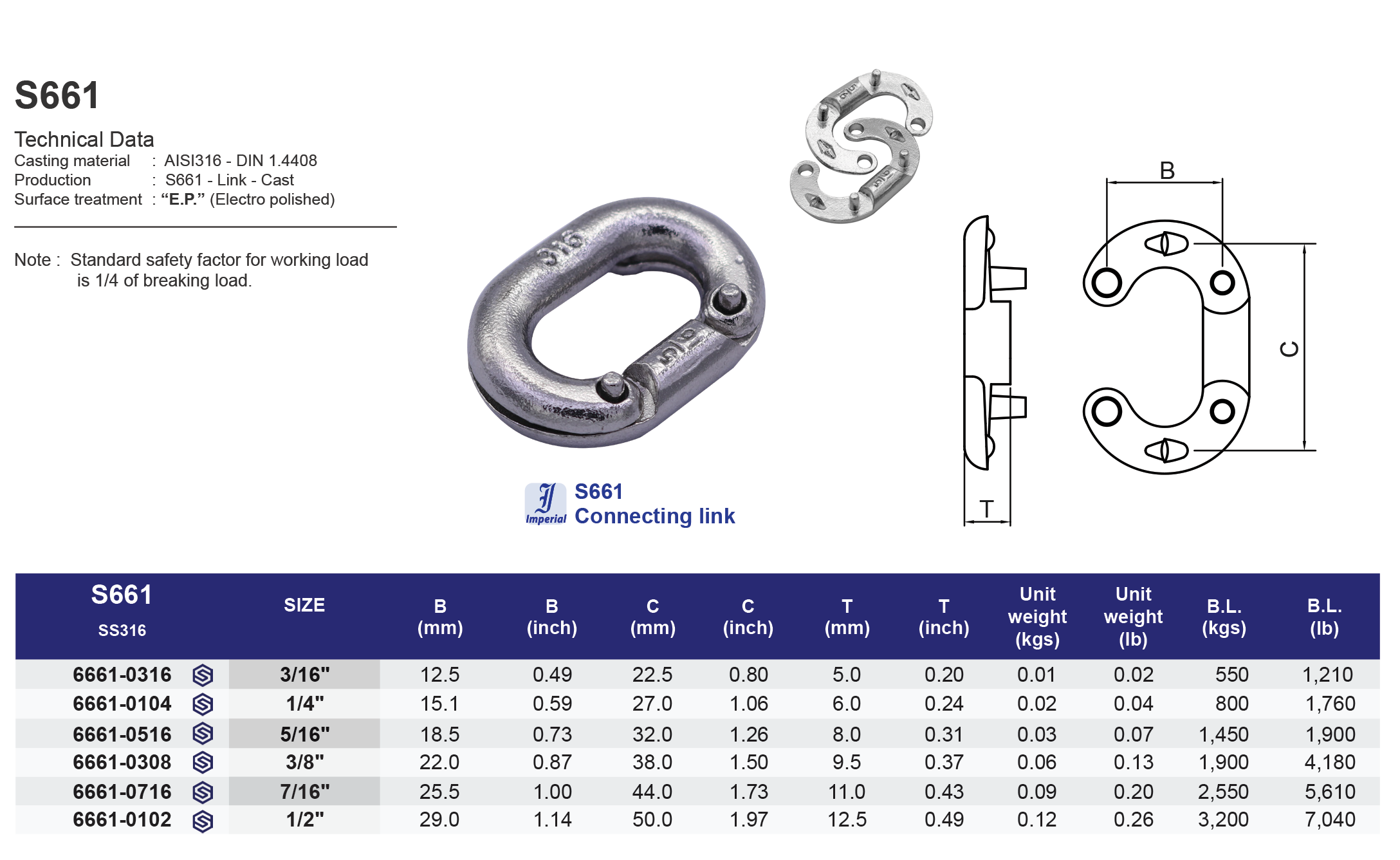 S661 Connecting link - 316 (CLEARANCE SALE)