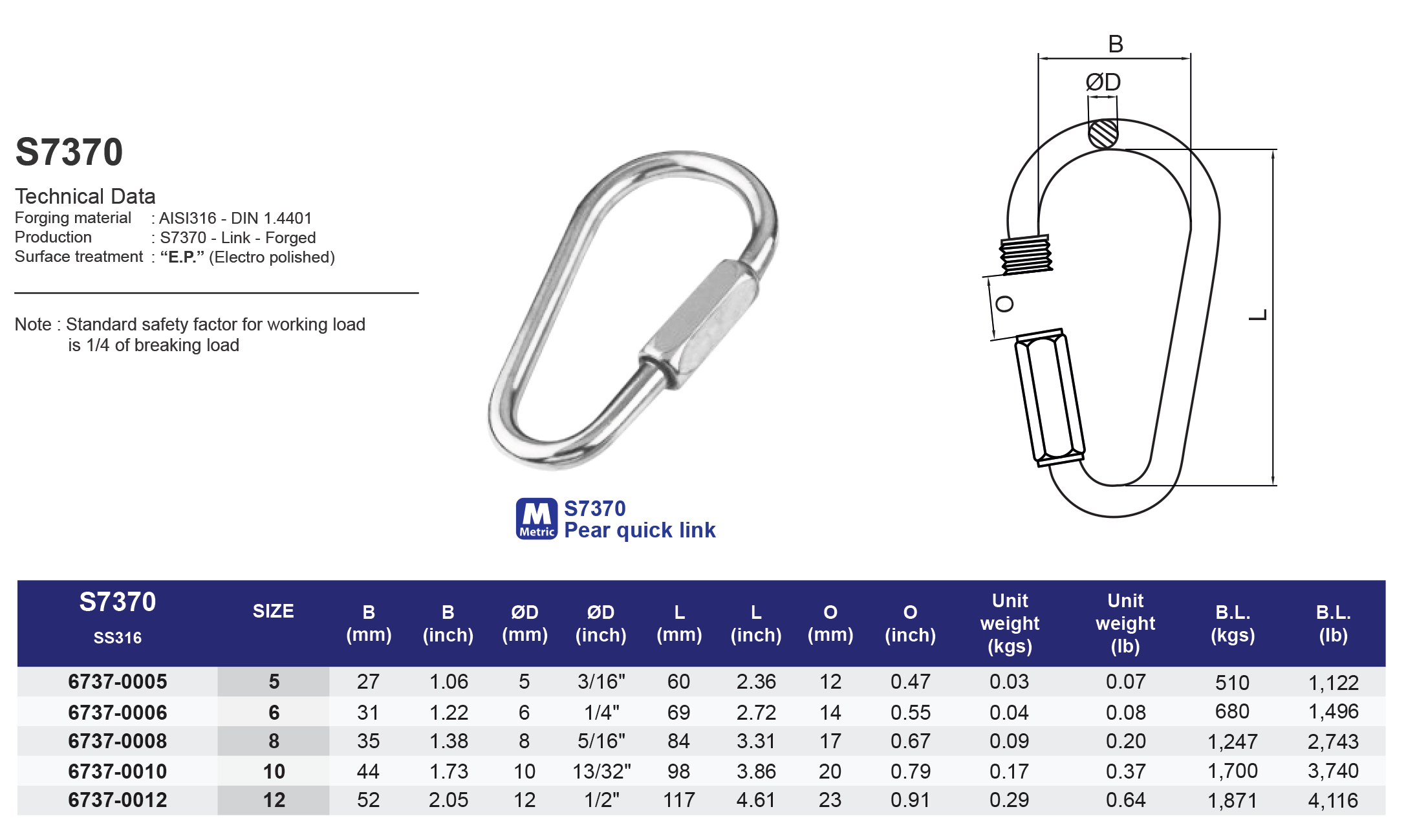 S7370 Pear quick link - 316