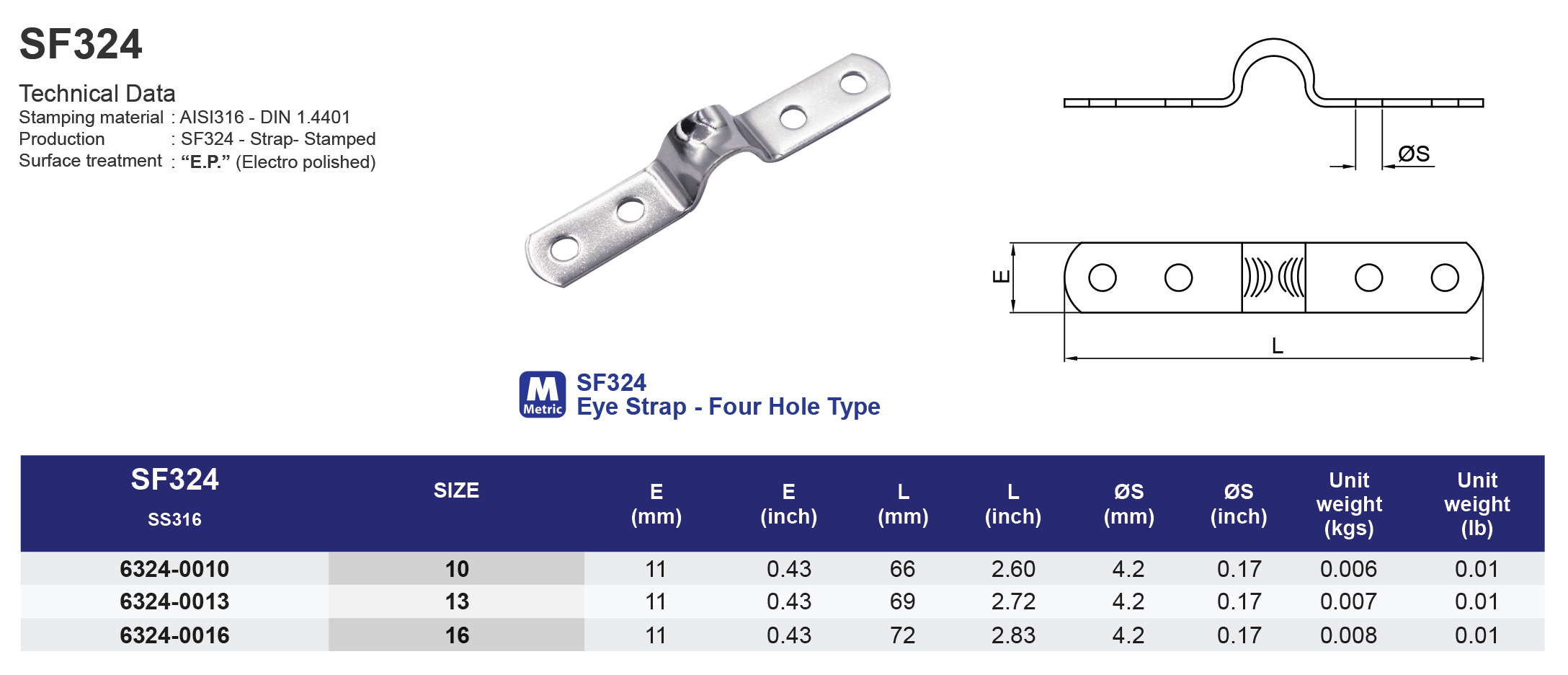 SF324 Eye Strap - Four Hole Type