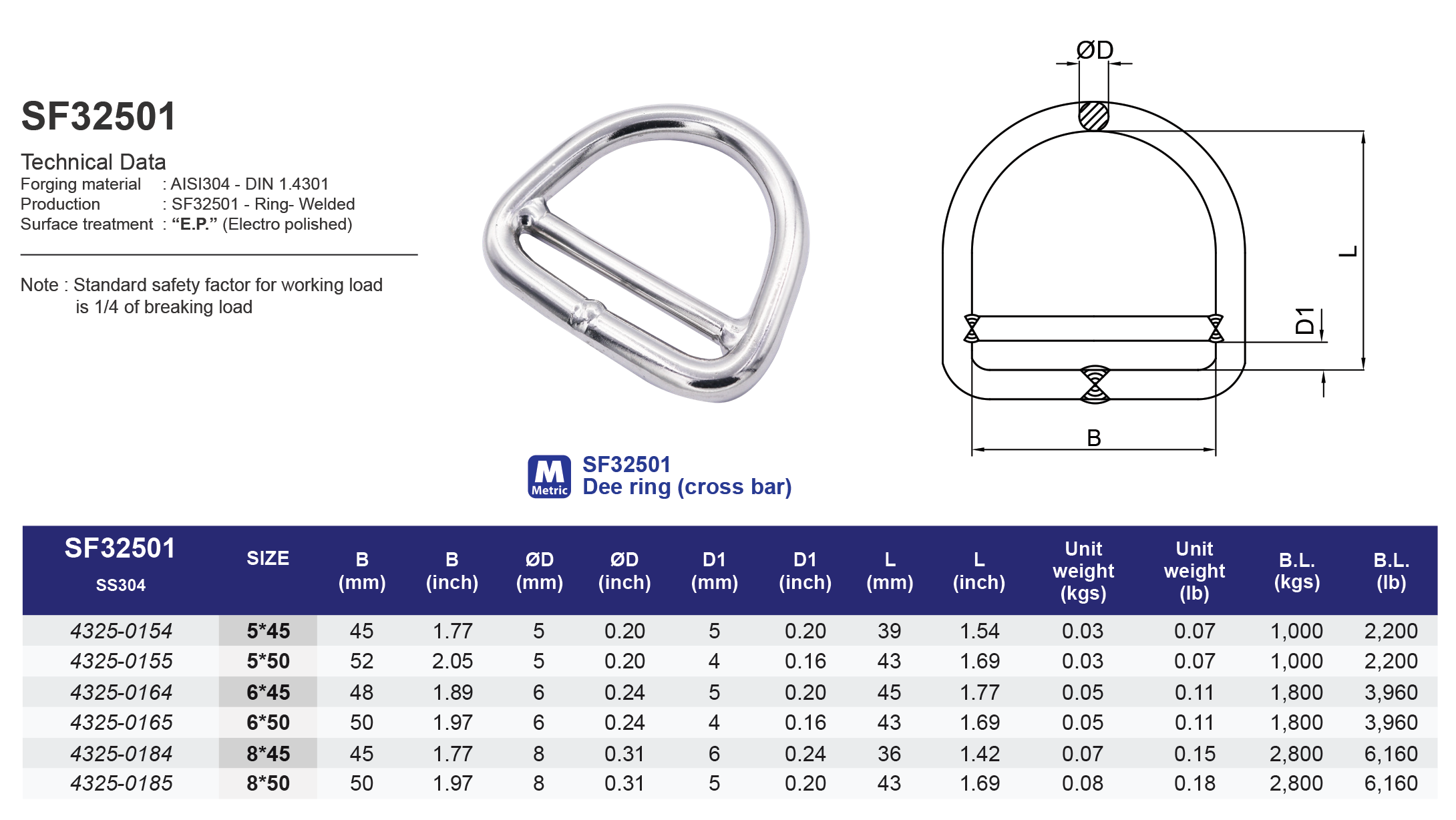 SF32501 Dee Ring (cross bar)