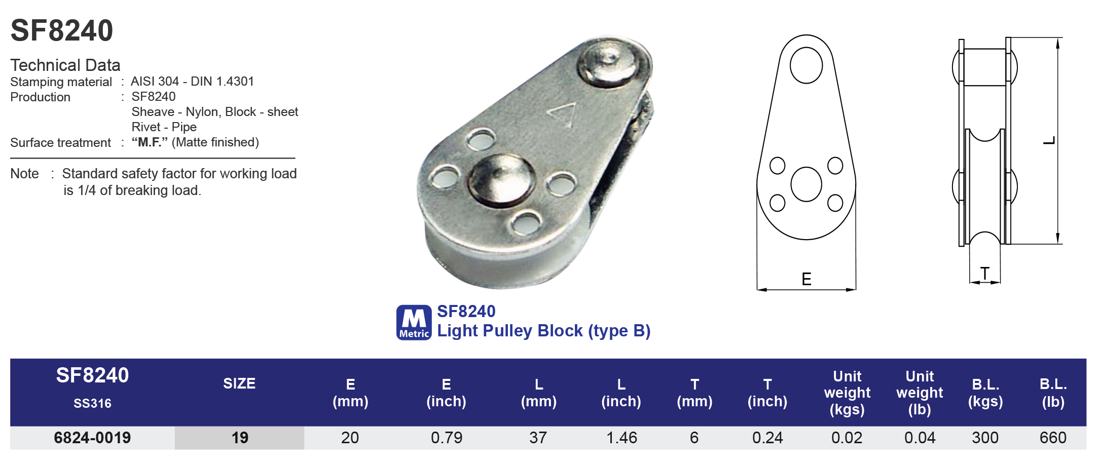 SF8240 Light Pulley Block (type B)