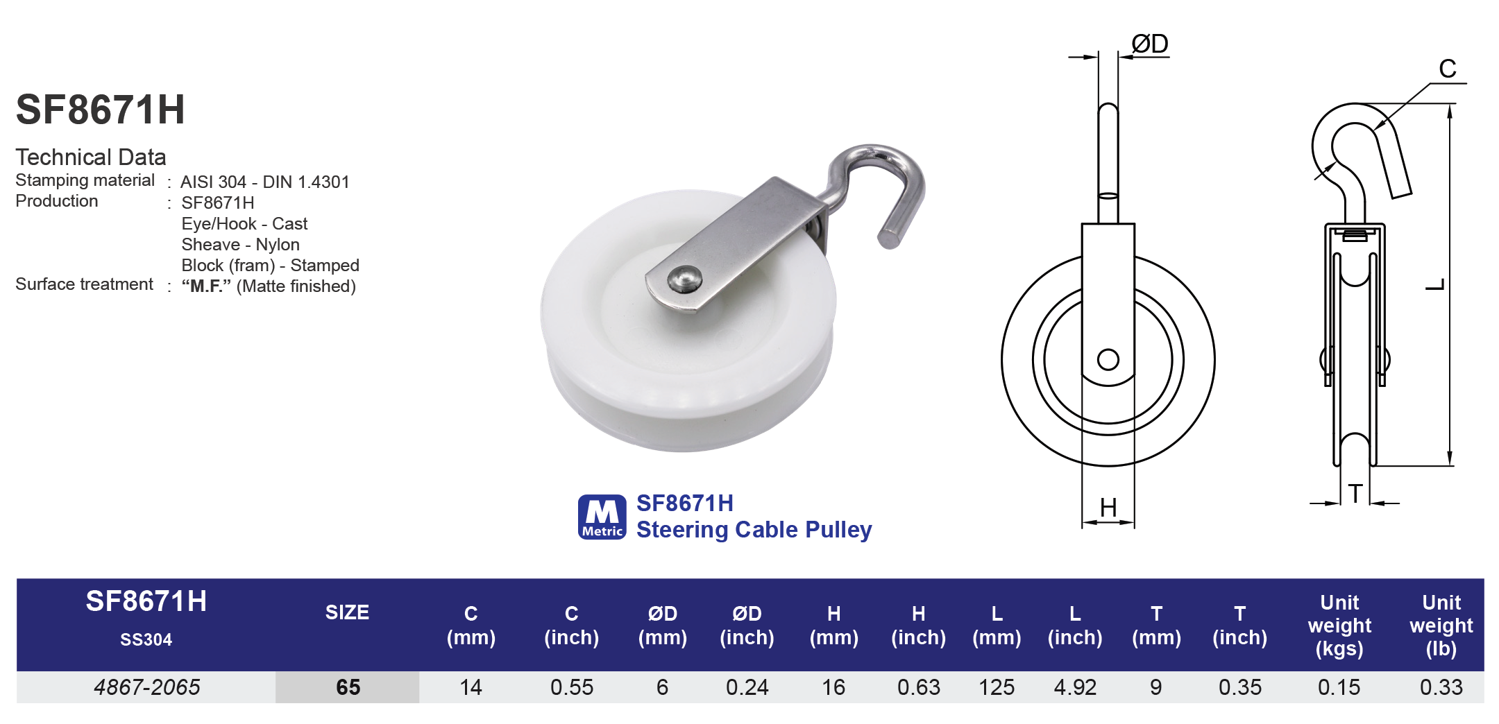 SF8671H Steering Cable Pulley