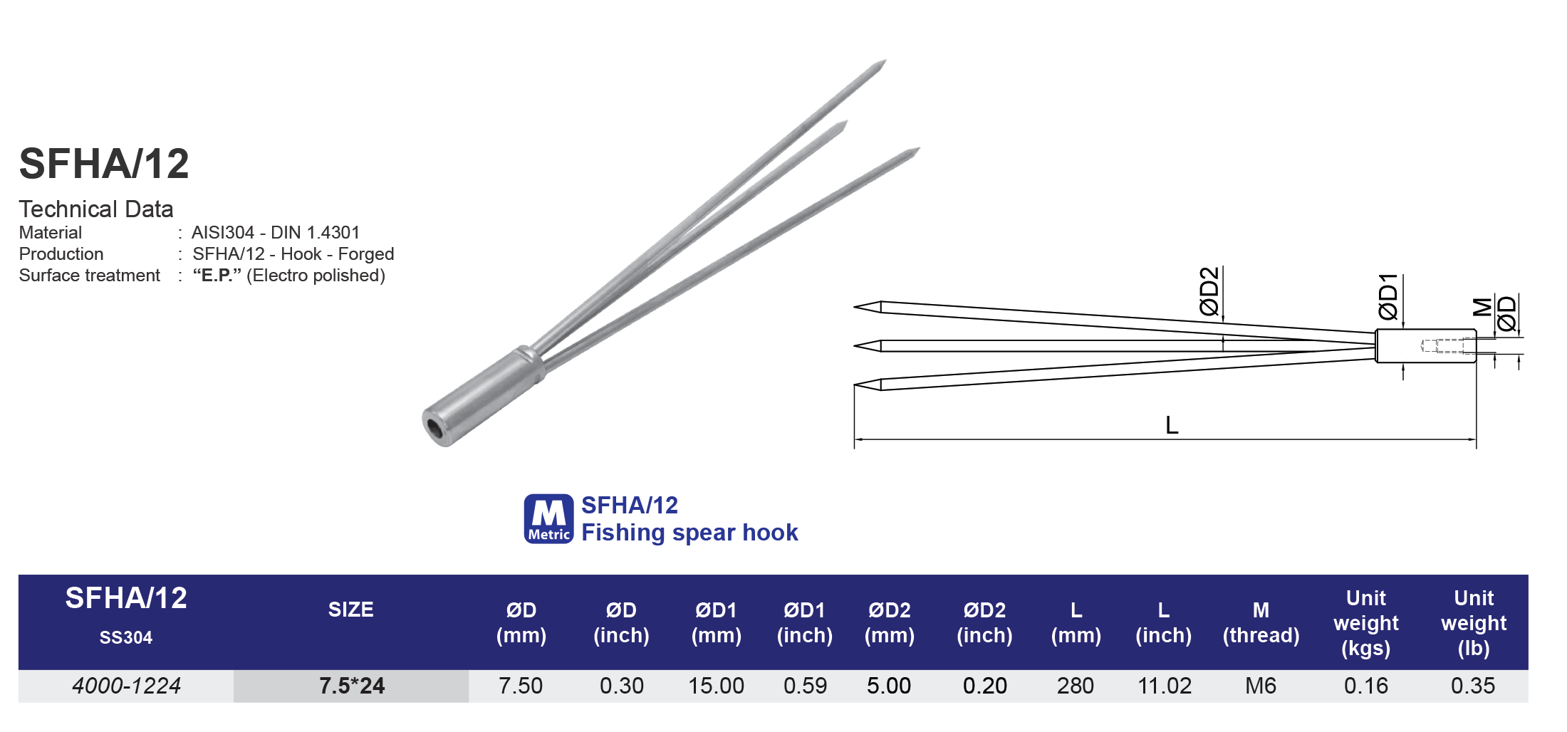 SFHA/12 Fishing spear hook