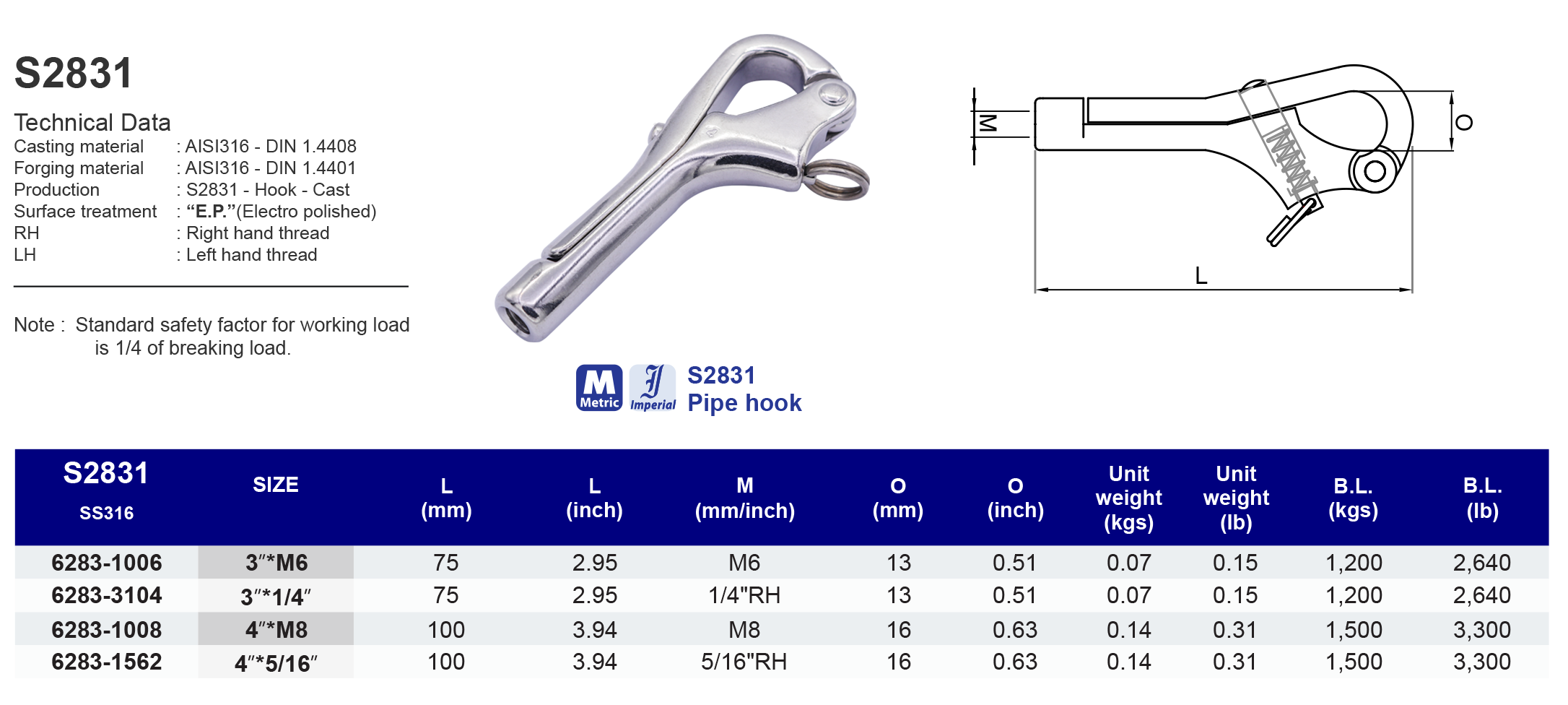 S2831 Pelican hook - 316