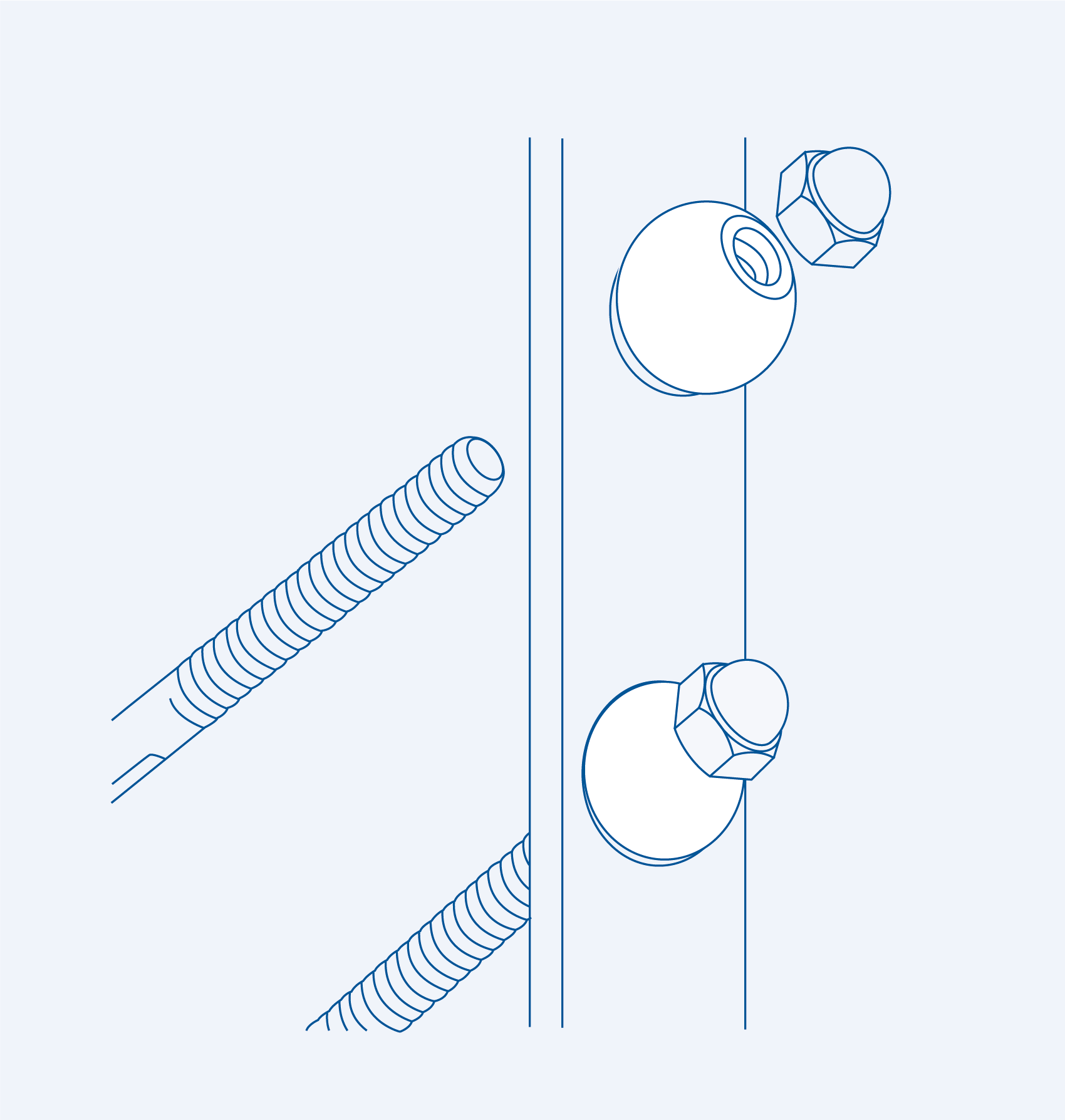 SAB/T/APL Architecture ball with through tapped hole (right hand thread) - 316