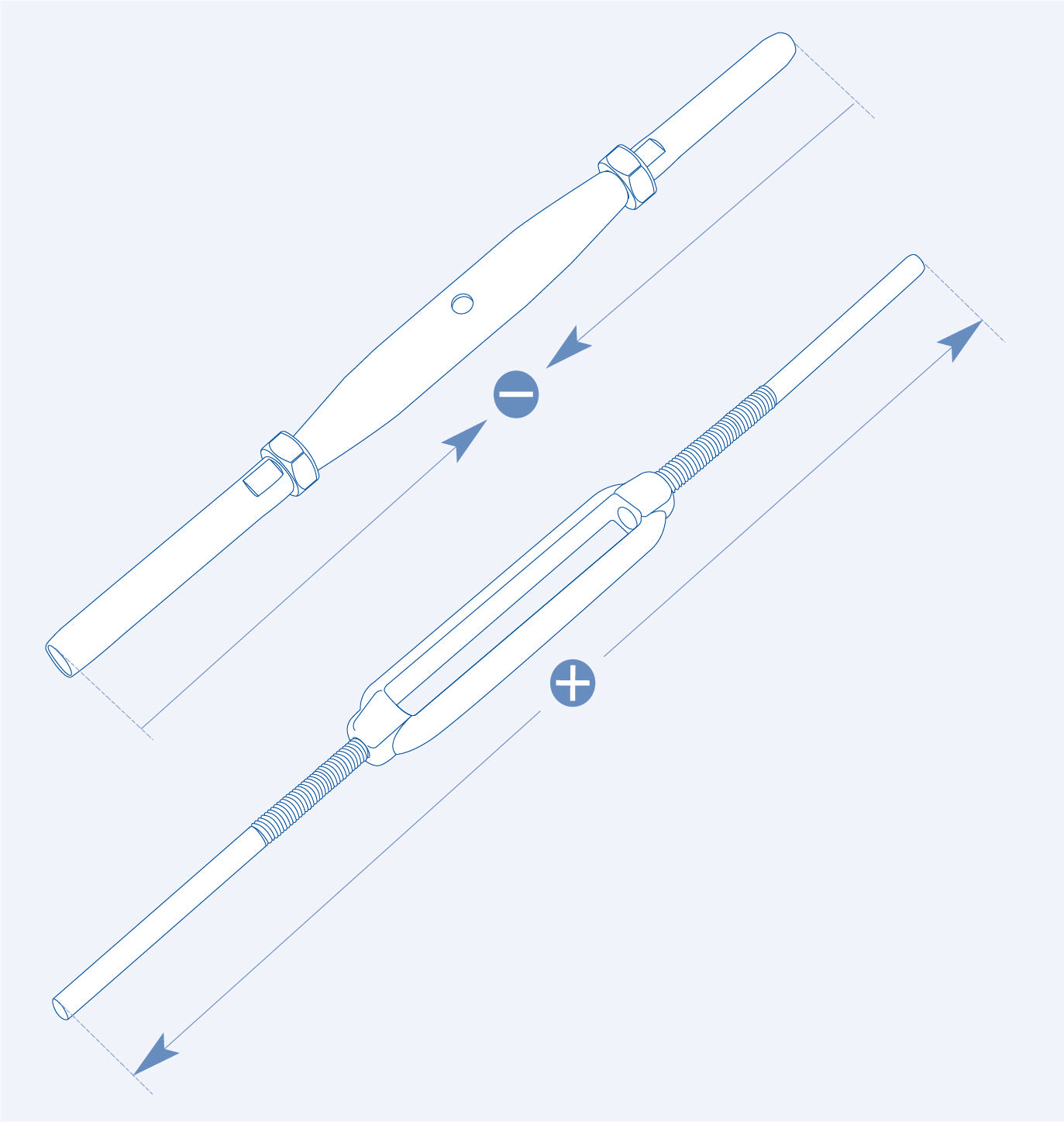 SF3122P/MIN Mini pipe turnbuckle, swage terminal and swage terminal - 316