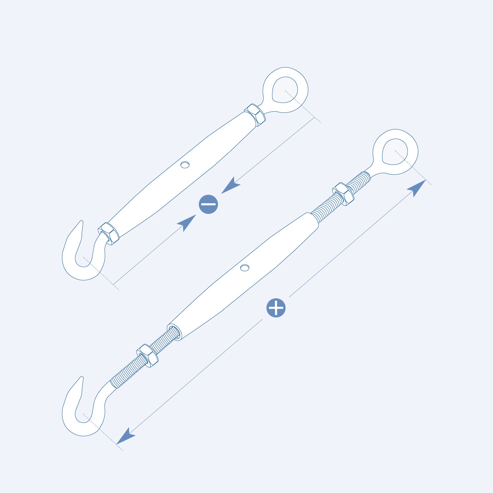 SF312PEE Pipe turnbuckle, eye and eye - 316