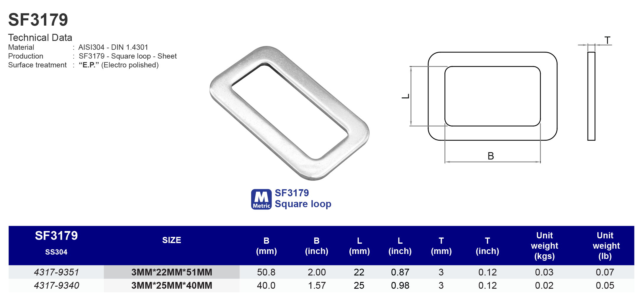 SF3179 Square loop - 304 (CLEARANCE SALE)