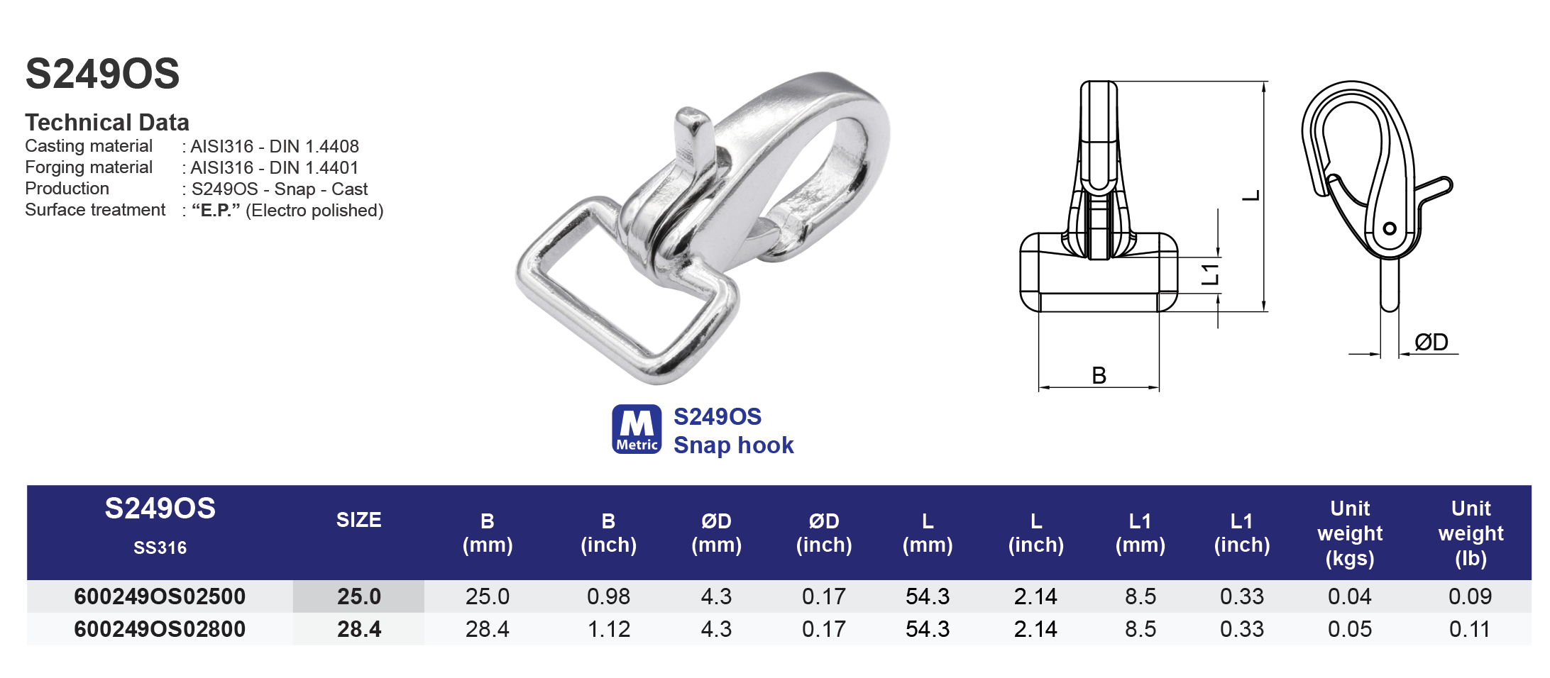 S2490S  Snap hook