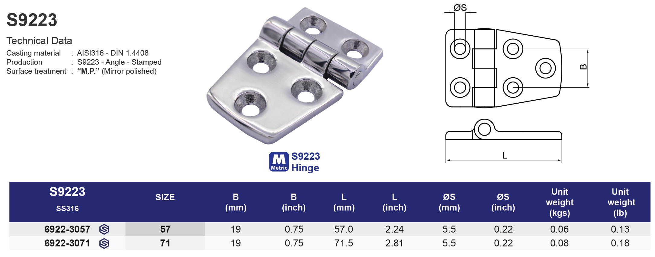 S9223 Hinge - 316