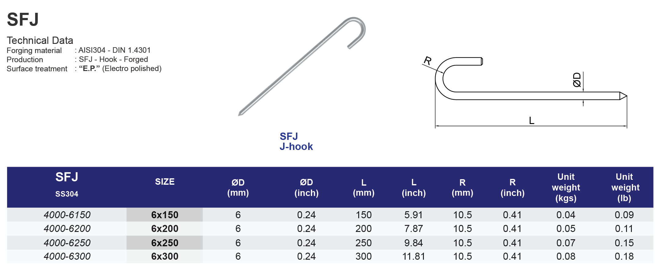 SFJ J-Hook - 304