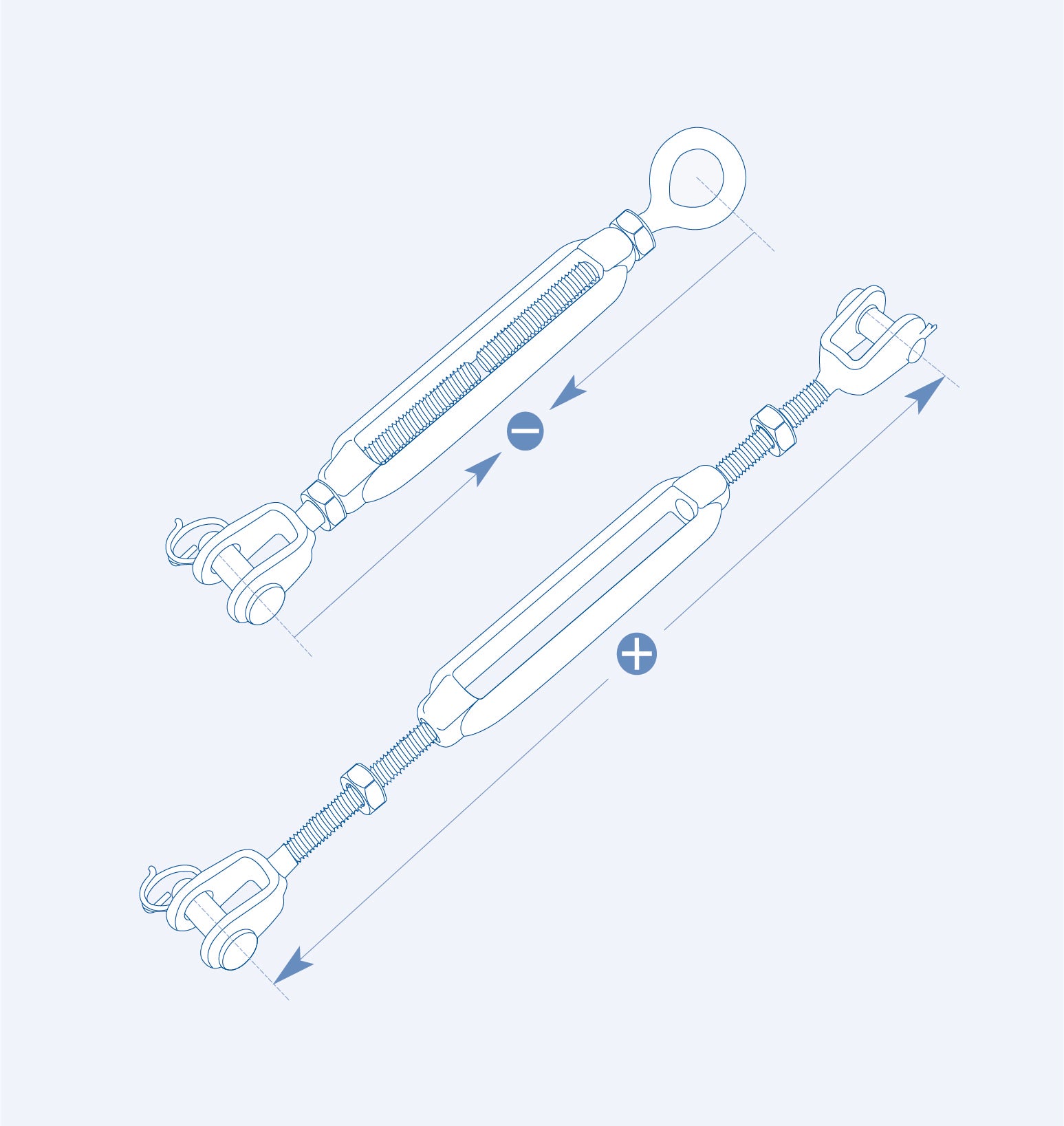 S311JJ Frame turnbuckle, jaw and jaw - 316 (CLEARANCE SALE)