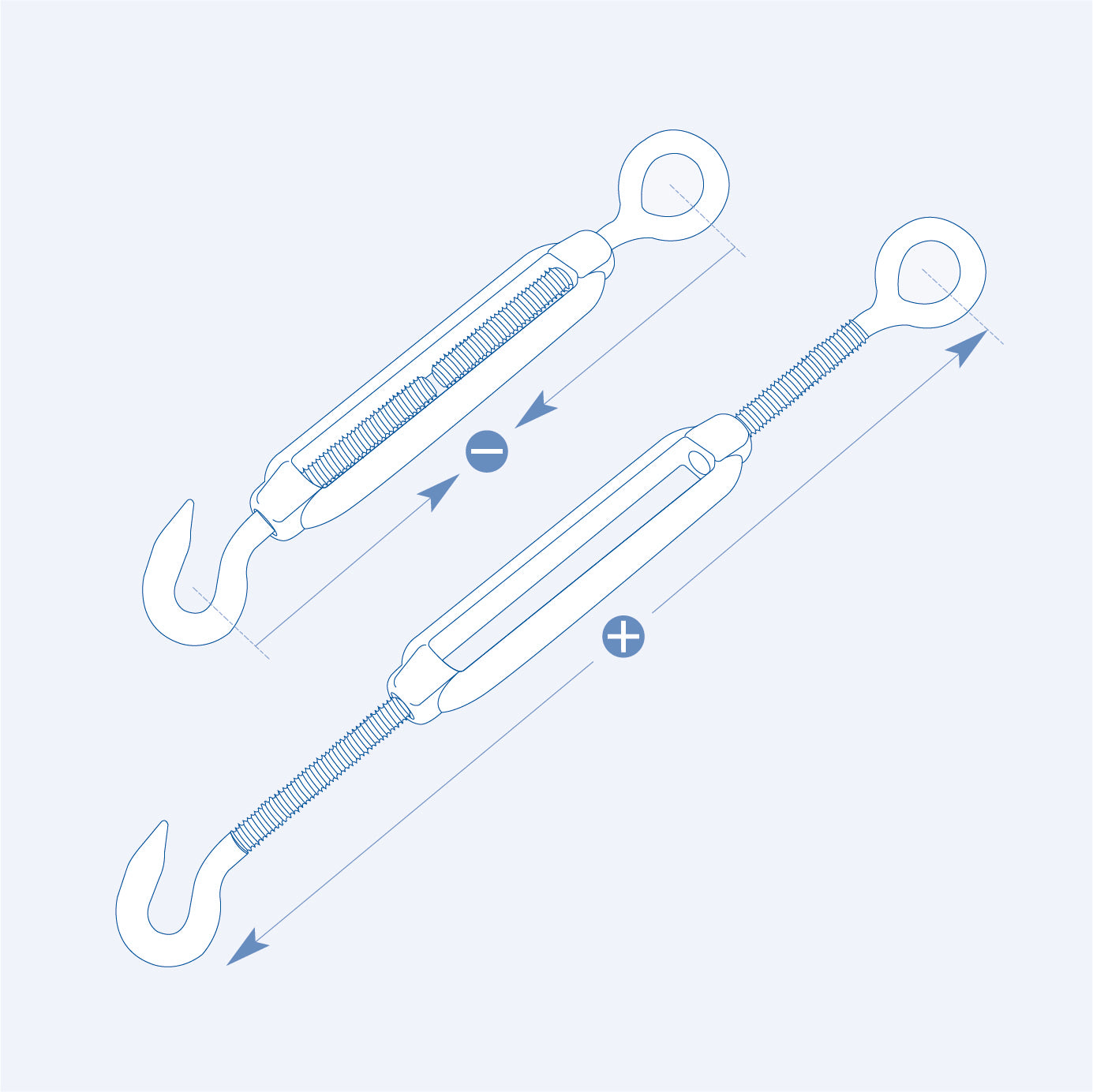 S311NHE Frame turnbuckle with nut hook and eye -316