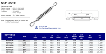 S311US/EE Hex- turnbuckle ,eye and eye