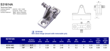 S31614A Deck hinge (mount with removable pin)
