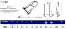 S365DLK Halyard shackle (cross bar with locking pin)