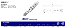 S9225-HP Stainless steel hinge (type L)