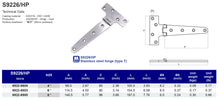 S9226/HP Stainless steel hinge (type T)