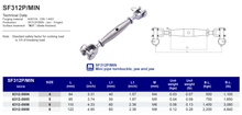 SF312P/MIN Mini pipe turnbuckle jaw and jaw