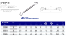 SF312PHH Pipe turnbuckle, hook and hook