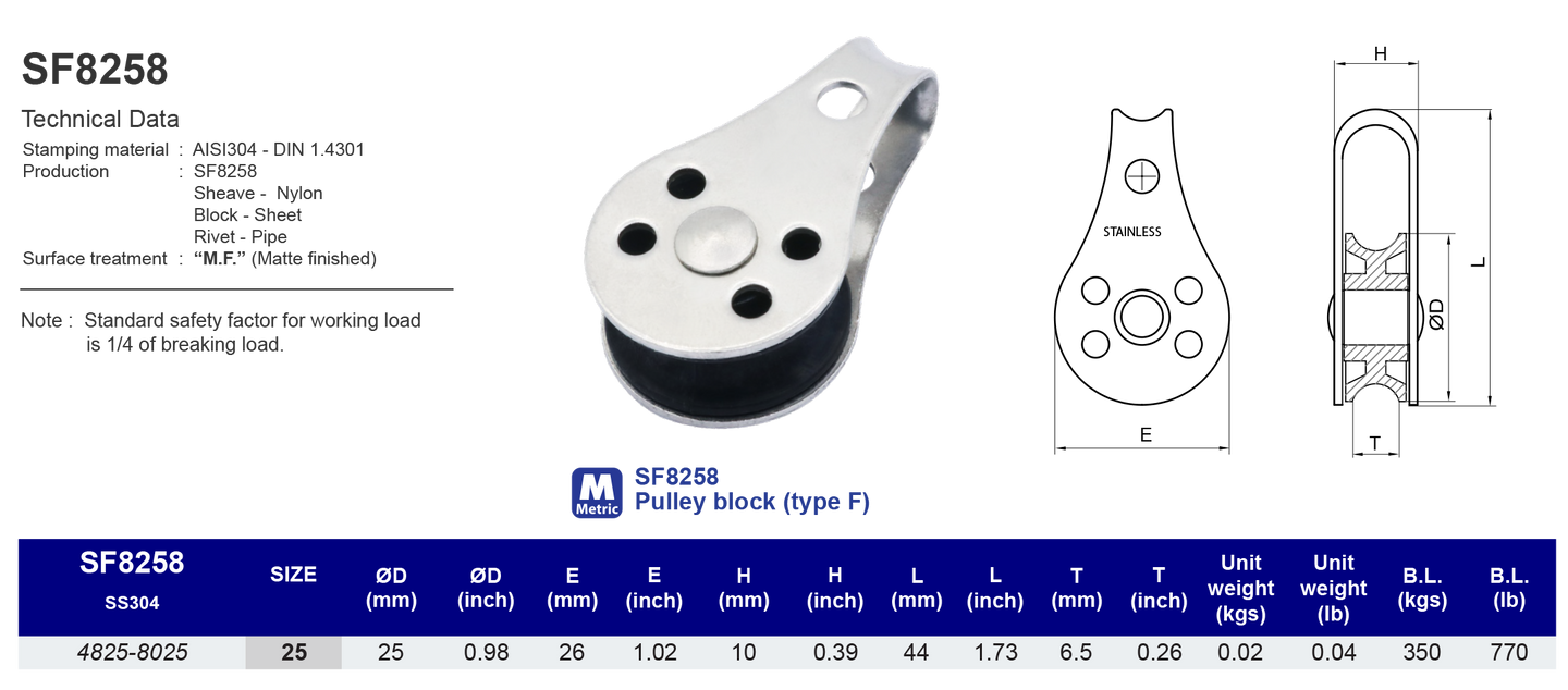 SF8258 Pulley block (type F) Kinzi.Thailand